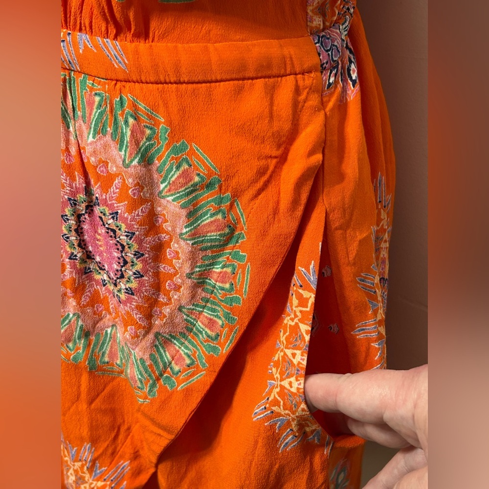 Anthropologie livia halter print medallion motif Orange Floral Mini Dress 10 - Picture 7 of 14